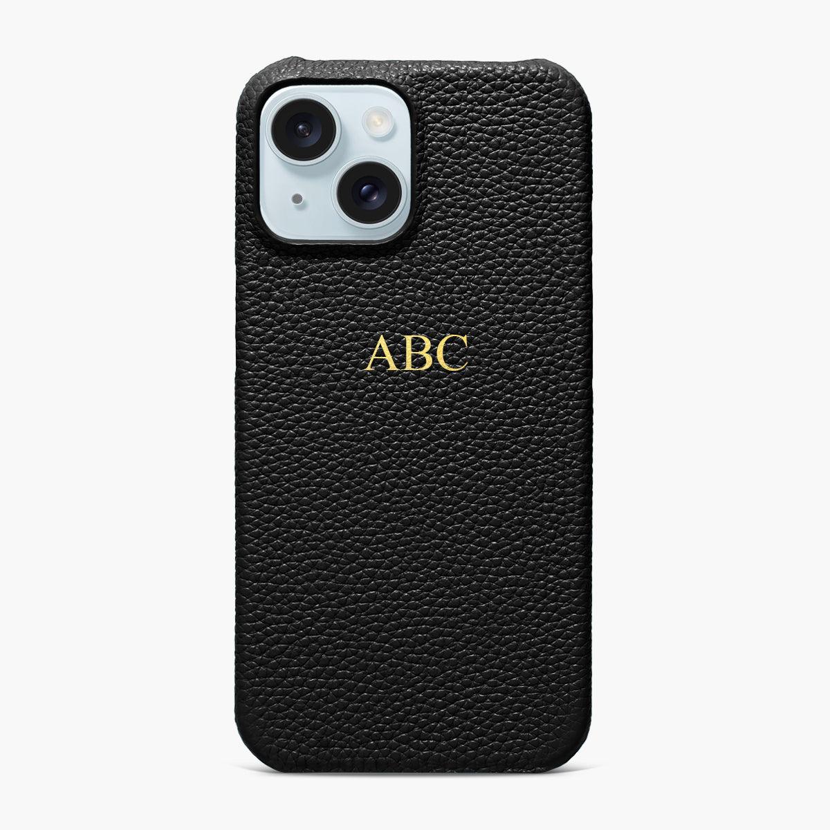 Foil Embossed iPhone 15 Plus Phone Case - Luxe Leather #colour_black pebble leather