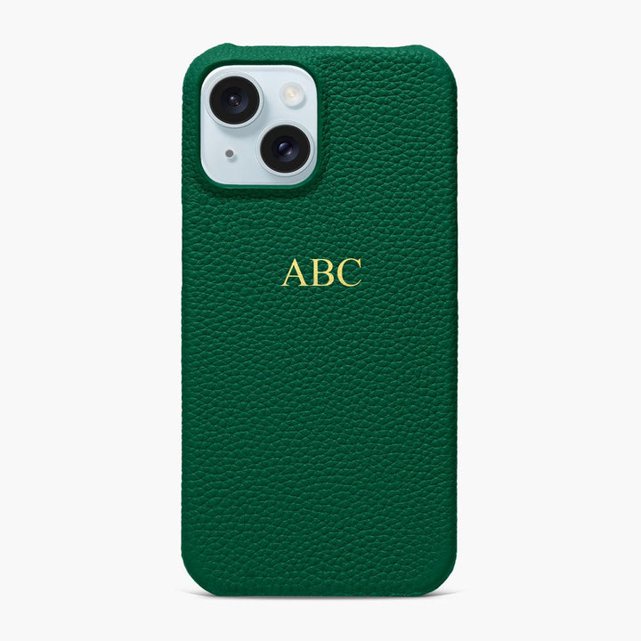 Foil Embossed iPhone 15 Plus Phone Case - Luxe Leather #colour_green pebble leather