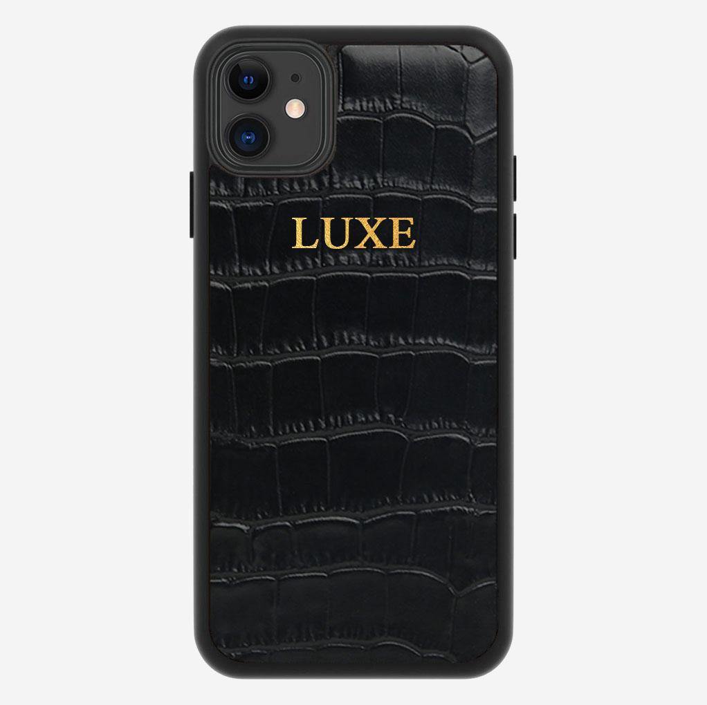 Black Croco iPhone Case - Luxe Leather