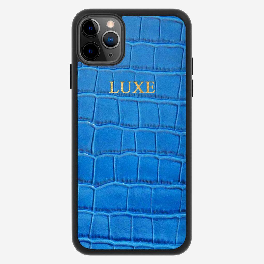 Blue Croco iPhone Case - Luxe Leather