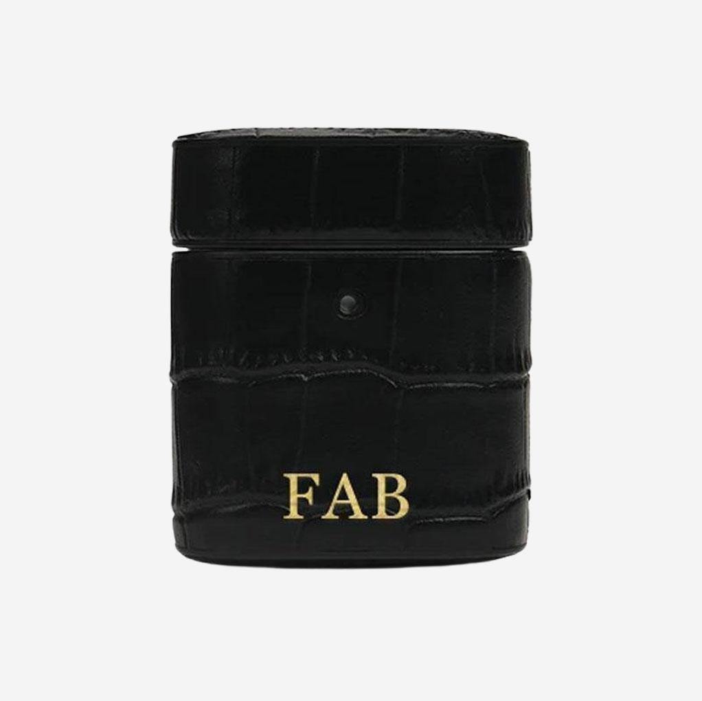Black Croco Airpod Case - Luxe Leather