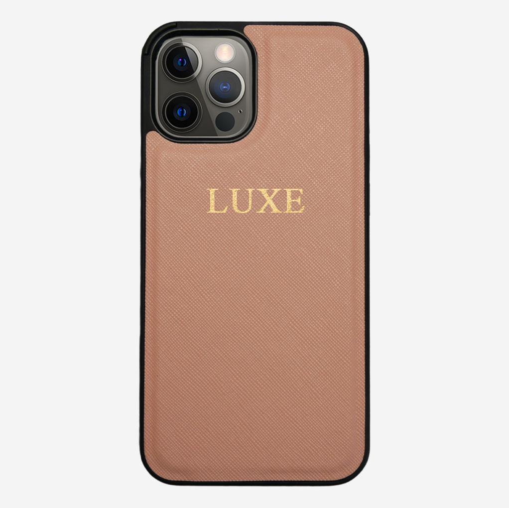 Nude Taupe Saffiano iPhone 12 Pro Max Case - Luxe Leather
