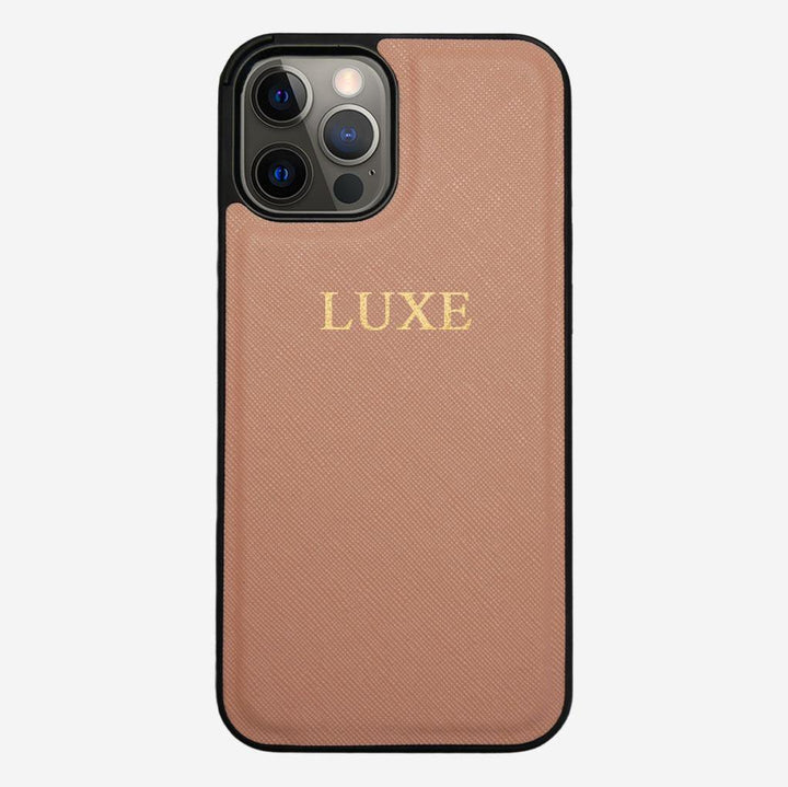 Nude Taupe Saffiano iPhone 12 Pro Max Case - Luxe Leather